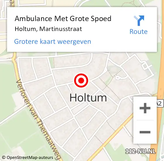 Locatie op kaart van de 112 melding: Ambulance Met Grote Spoed Naar Holtum, Martinusstraat op 4 juni 2014 21:42