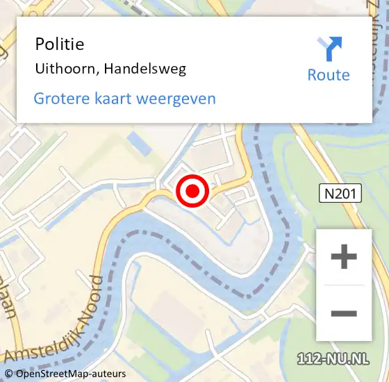 Locatie op kaart van de 112 melding: Politie Uithoorn, Handelsweg op 4 juni 2014 21:47