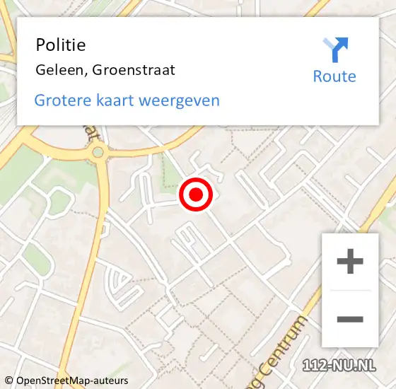Locatie op kaart van de 112 melding: Politie Geleen, Groenstraat op 15 maart 2021 11:06