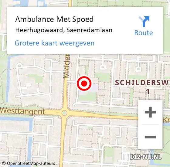 Locatie op kaart van de 112 melding: Ambulance Met Spoed Naar Heerhugowaard, Saenredamlaan op 15 maart 2021 11:33