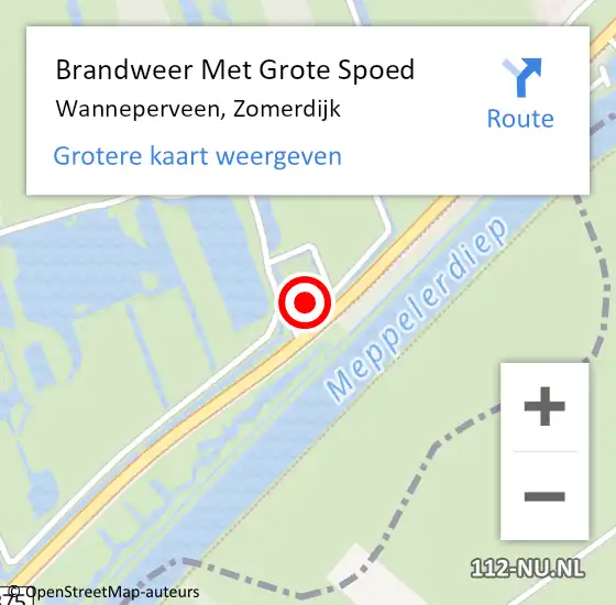 Locatie op kaart van de 112 melding: Brandweer Met Grote Spoed Naar Wanneperveen, Zomerdijk op 4 juni 2014 22:24