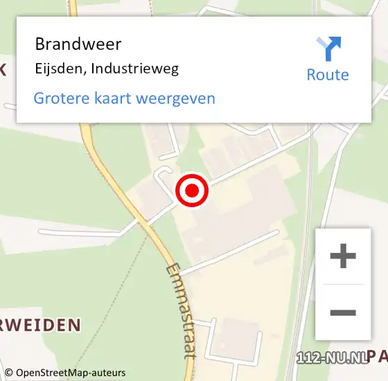 Locatie op kaart van de 112 melding: Brandweer Eijsden, Industrieweg op 4 juni 2014 22:30