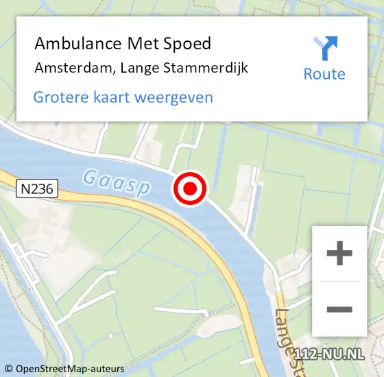 Locatie op kaart van de 112 melding: Ambulance Met Spoed Naar Amsterdam, Lange Stammerdijk op 15 maart 2021 13:33