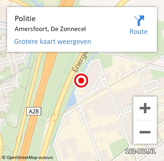 Locatie op kaart van de 112 melding: Politie Amersfoort, De Zonnecel op 15 maart 2021 13:59