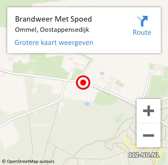 Locatie op kaart van de 112 melding: Brandweer Met Spoed Naar Ommel, Oostappensedijk op 15 maart 2021 14:35