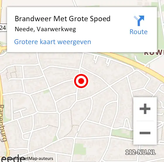 Locatie op kaart van de 112 melding: Brandweer Met Grote Spoed Naar Neede, Vaarwerkweg op 4 juni 2014 22:58