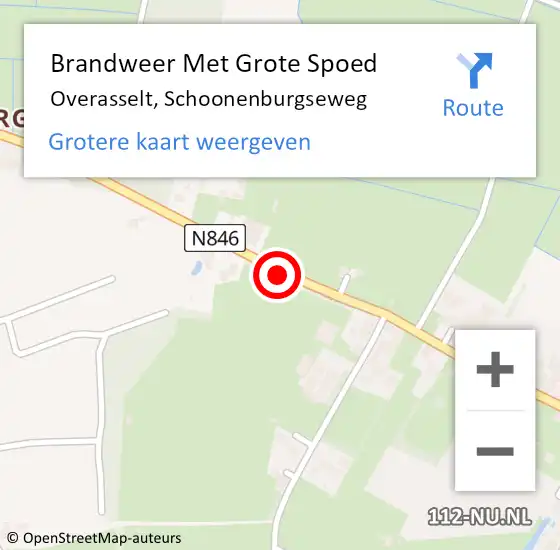 Locatie op kaart van de 112 melding: Brandweer Met Grote Spoed Naar Overasselt, Schoonenburgseweg op 15 maart 2021 16:35