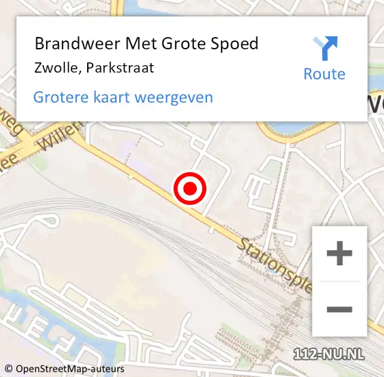 Locatie op kaart van de 112 melding: Brandweer Met Grote Spoed Naar Zwolle, Parkstraat op 4 juni 2014 23:23