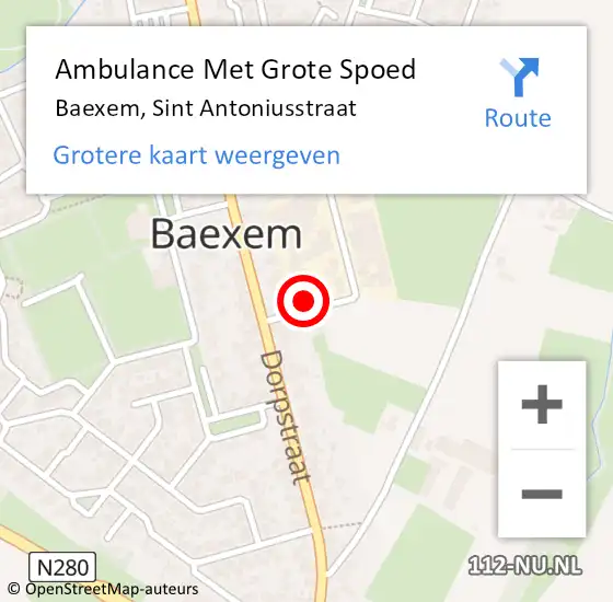 Locatie op kaart van de 112 melding: Ambulance Met Grote Spoed Naar Baexem, Sint Antoniusstraat op 4 juni 2014 23:40