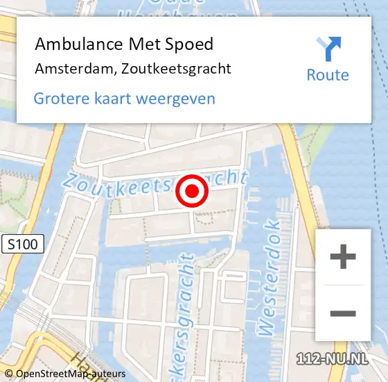 Locatie op kaart van de 112 melding: Ambulance Met Spoed Naar Amsterdam, Zoutkeetsgracht op 15 maart 2021 20:47