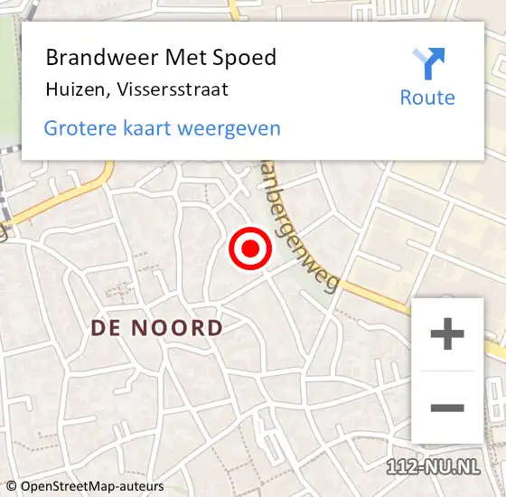 Locatie op kaart van de 112 melding: Brandweer Met Spoed Naar Huizen, Vissersstraat op 15 maart 2021 21:01