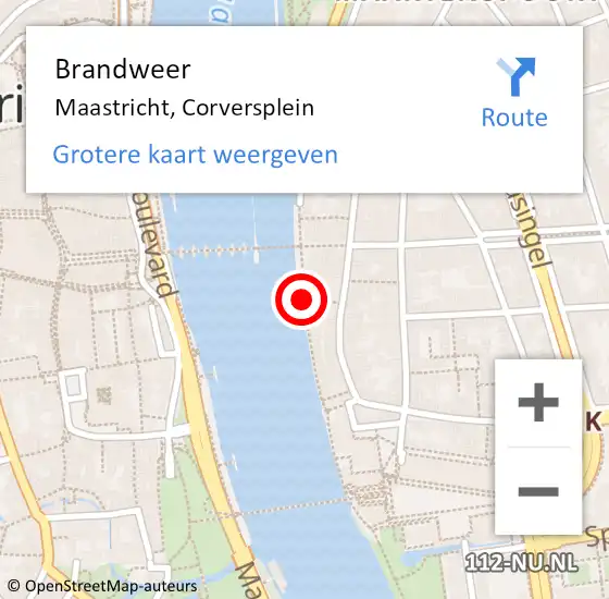 Locatie op kaart van de 112 melding: Brandweer Maastricht, Corversplein op 5 juni 2014 00:09