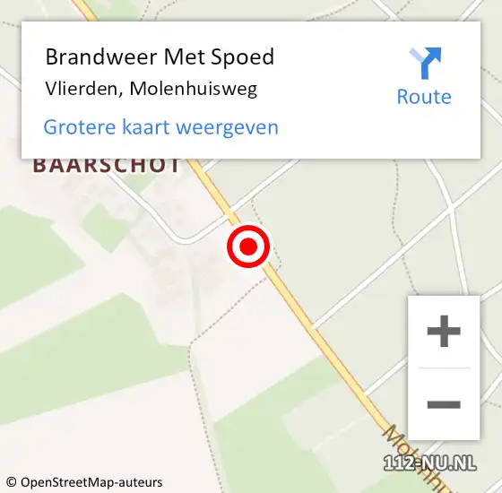 Locatie op kaart van de 112 melding: Brandweer Met Spoed Naar Vlierden, Molenhuisweg op 16 maart 2021 00:11