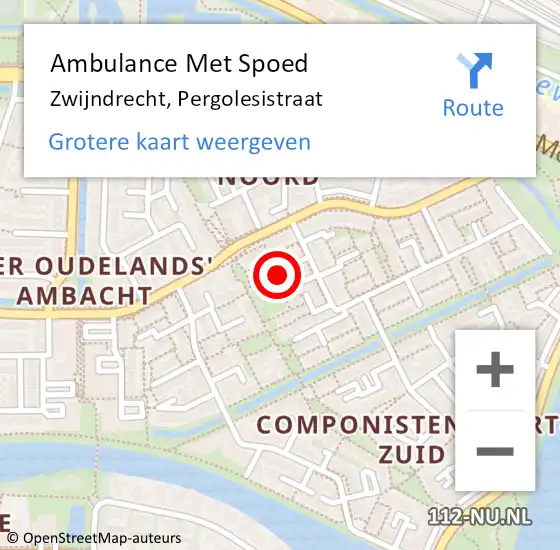 Locatie op kaart van de 112 melding: Ambulance Met Spoed Naar Zwijndrecht, Pergolesistraat op 16 maart 2021 07:23