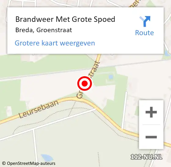 Locatie op kaart van de 112 melding: Brandweer Met Grote Spoed Naar Breda, Groenstraat op 16 maart 2021 08:21