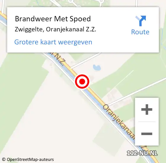 Locatie op kaart van de 112 melding: Brandweer Met Spoed Naar Zwiggelte, Oranjekanaal Z.Z. op 16 maart 2021 08:31