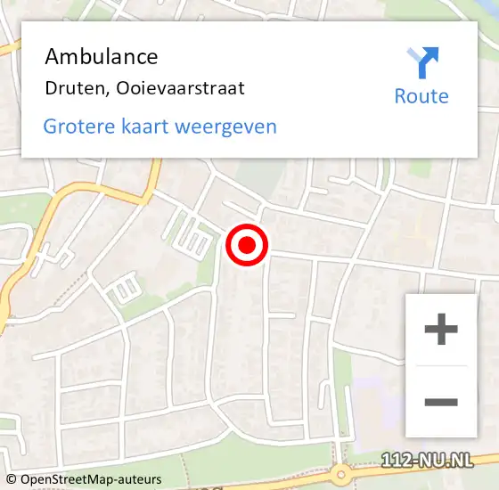 Locatie op kaart van de 112 melding: Ambulance Druten, Ooievaarstraat op 16 maart 2021 09:42