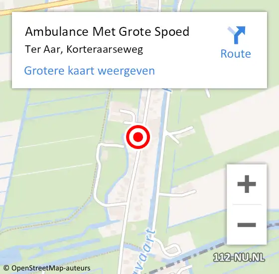 Locatie op kaart van de 112 melding: Ambulance Met Grote Spoed Naar Ter Aar, Korteraarseweg op 5 juni 2014 01:51