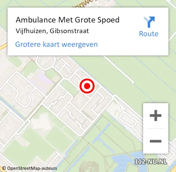 Locatie op kaart van de 112 melding: Ambulance Met Grote Spoed Naar Vijfhuizen, Gibsonstraat op 16 maart 2021 09:50