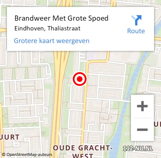 Locatie op kaart van de 112 melding: Brandweer Met Grote Spoed Naar Eindhoven, Thaliastraat op 16 maart 2021 10:28