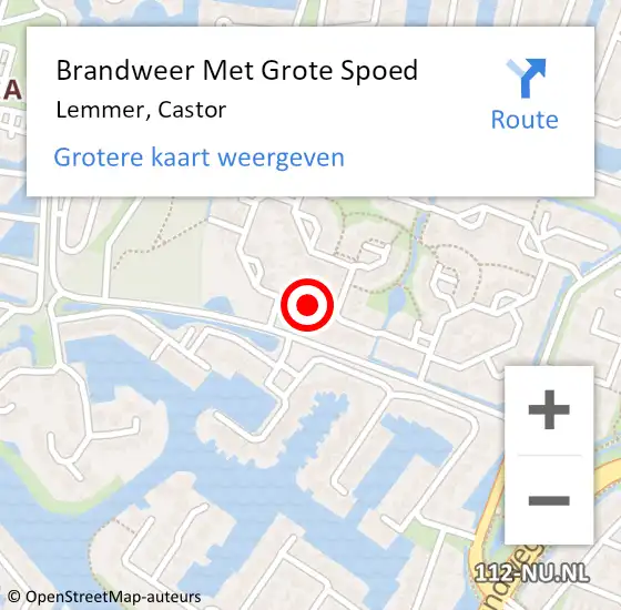 Locatie op kaart van de 112 melding: Brandweer Met Grote Spoed Naar Lemmer, Castor op 16 maart 2021 10:31