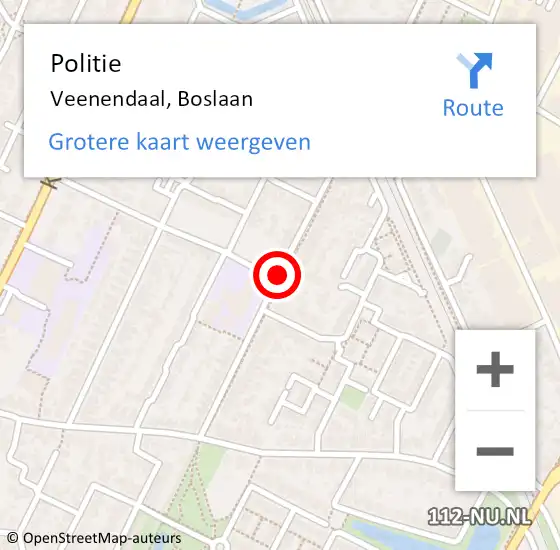 Locatie op kaart van de 112 melding: Politie Veenendaal, Boslaan op 16 maart 2021 11:53