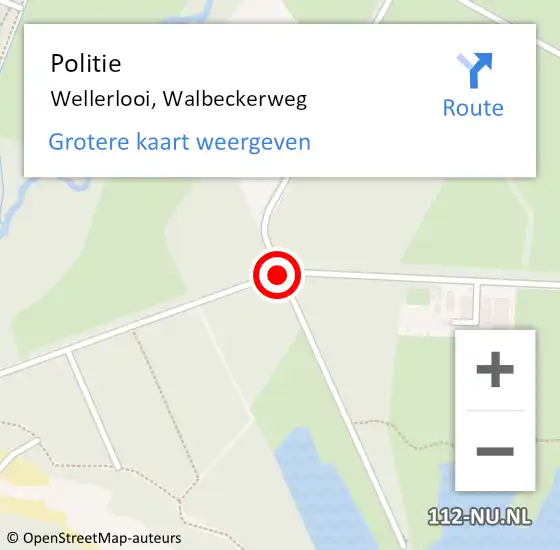 Locatie op kaart van de 112 melding: Politie Wellerlooi, Walbeckerweg op 16 maart 2021 13:16