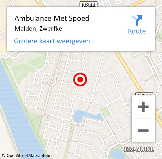 Locatie op kaart van de 112 melding: Ambulance Met Spoed Naar Malden, Zwerfkei op 16 maart 2021 14:48