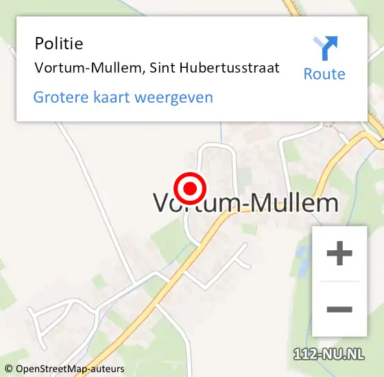 Locatie op kaart van de 112 melding: Politie Vortum-Mullem, Sint Hubertusstraat op 16 maart 2021 14:52