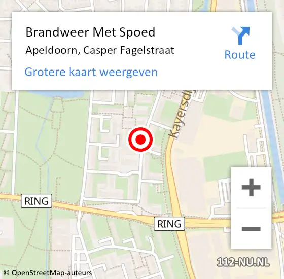 Locatie op kaart van de 112 melding: Brandweer Met Spoed Naar Apeldoorn, Casper Fagelstraat op 16 maart 2021 15:15