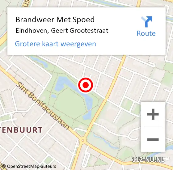 Locatie op kaart van de 112 melding: Brandweer Met Spoed Naar Eindhoven, Geert Grootestraat op 16 maart 2021 15:56