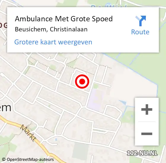 Locatie op kaart van de 112 melding: Ambulance Met Grote Spoed Naar Beusichem, Christinalaan op 16 maart 2021 15:58