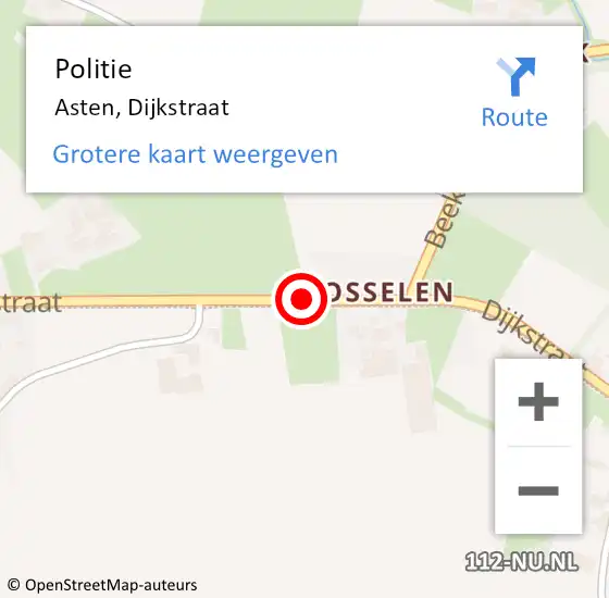 Locatie op kaart van de 112 melding: Politie Asten, Dijkstraat op 16 maart 2021 17:59