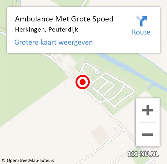 Locatie op kaart van de 112 melding: Ambulance Met Grote Spoed Naar Herkingen, Peuterdijk op 5 juni 2014 06:10