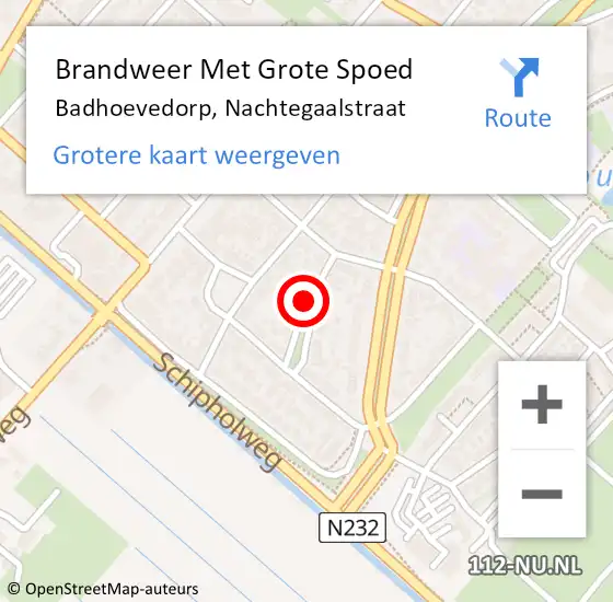 Locatie op kaart van de 112 melding: Brandweer Met Grote Spoed Naar Badhoevedorp, Nachtegaalstraat op 16 maart 2021 20:00