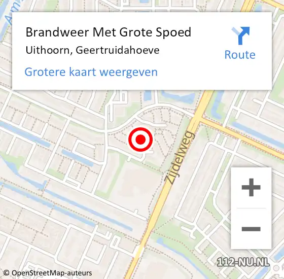 Locatie op kaart van de 112 melding: Brandweer Met Grote Spoed Naar Uithoorn, Geertruidahoeve op 16 maart 2021 20:31