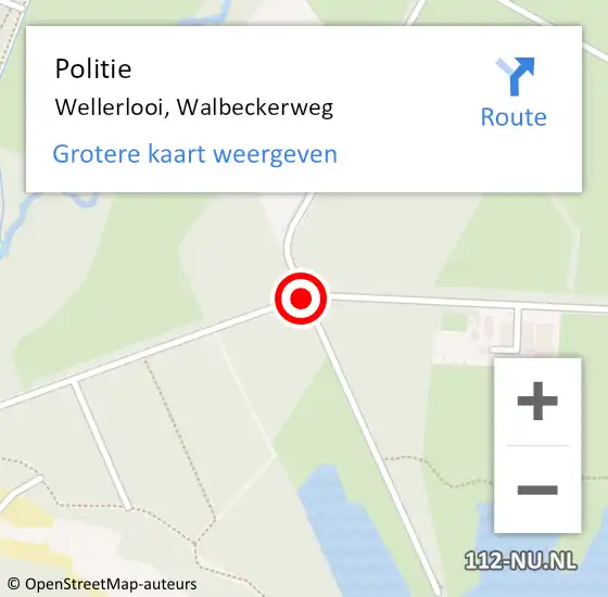 Locatie op kaart van de 112 melding: Politie Wellerlooi, Walbeckerweg op 16 maart 2021 20:50