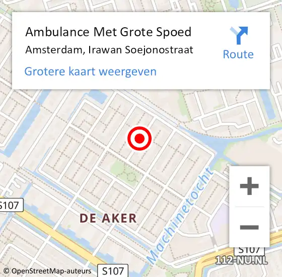 Locatie op kaart van de 112 melding: Ambulance Met Grote Spoed Naar Amsterdam, Irawan Soejonostraat op 16 maart 2021 21:30