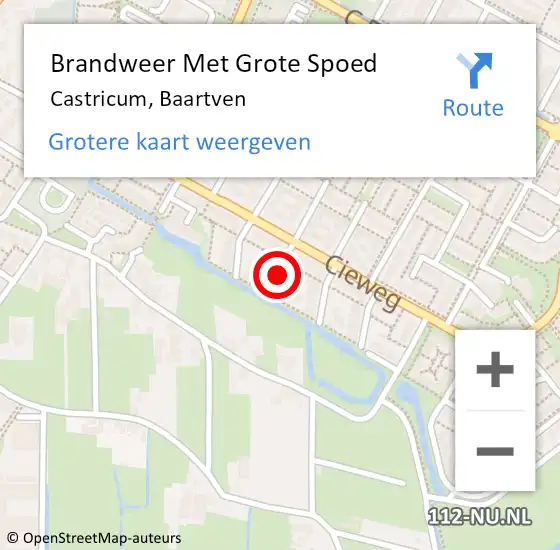 Locatie op kaart van de 112 melding: Brandweer Met Grote Spoed Naar Castricum, Baartven op 17 maart 2021 06:49