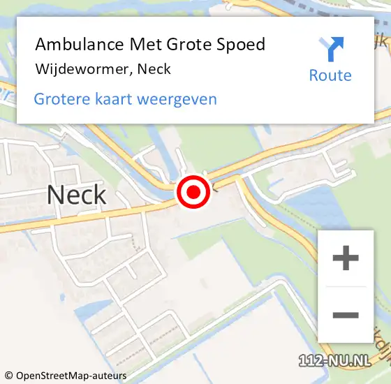 Locatie op kaart van de 112 melding: Ambulance Met Grote Spoed Naar Wijdewormer, Neck op 17 maart 2021 08:45