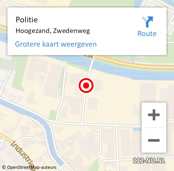 Locatie op kaart van de 112 melding: Politie Hoogezand, Zwedenweg op 17 maart 2021 10:43