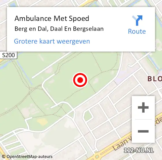 Locatie op kaart van de 112 melding: Ambulance Met Spoed Naar Berg en Dal, Daal En Bergselaan op 17 maart 2021 10:46