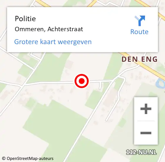 Locatie op kaart van de 112 melding: Politie Ommeren, Achterstraat op 17 maart 2021 11:23
