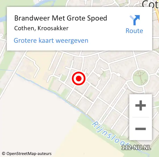 Locatie op kaart van de 112 melding: Brandweer Met Grote Spoed Naar Cothen, Kroosakker op 17 maart 2021 11:37