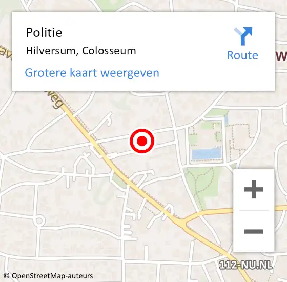 Locatie op kaart van de 112 melding: Politie Hilversum, Colosseum op 17 maart 2021 11:47