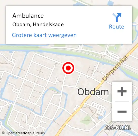 Locatie op kaart van de 112 melding: Ambulance Obdam, Handelskade op 17 maart 2021 12:34