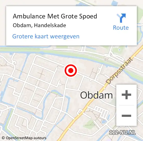 Locatie op kaart van de 112 melding: Ambulance Met Grote Spoed Naar Obdam, Handelskade op 17 maart 2021 12:35