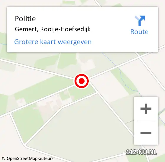 Locatie op kaart van de 112 melding: Politie Gemert, Rooije-Hoefsedijk op 17 maart 2021 13:22