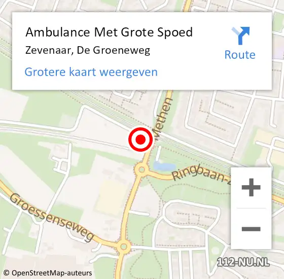 Locatie op kaart van de 112 melding: Ambulance Met Grote Spoed Naar Zevenaar, De Groeneweg op 17 maart 2021 13:55