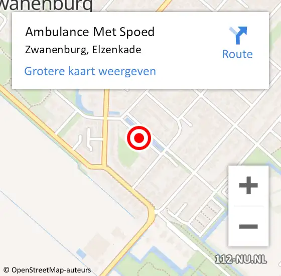 Locatie op kaart van de 112 melding: Ambulance Met Spoed Naar Zwanenburg, Elzenkade op 17 maart 2021 13:57